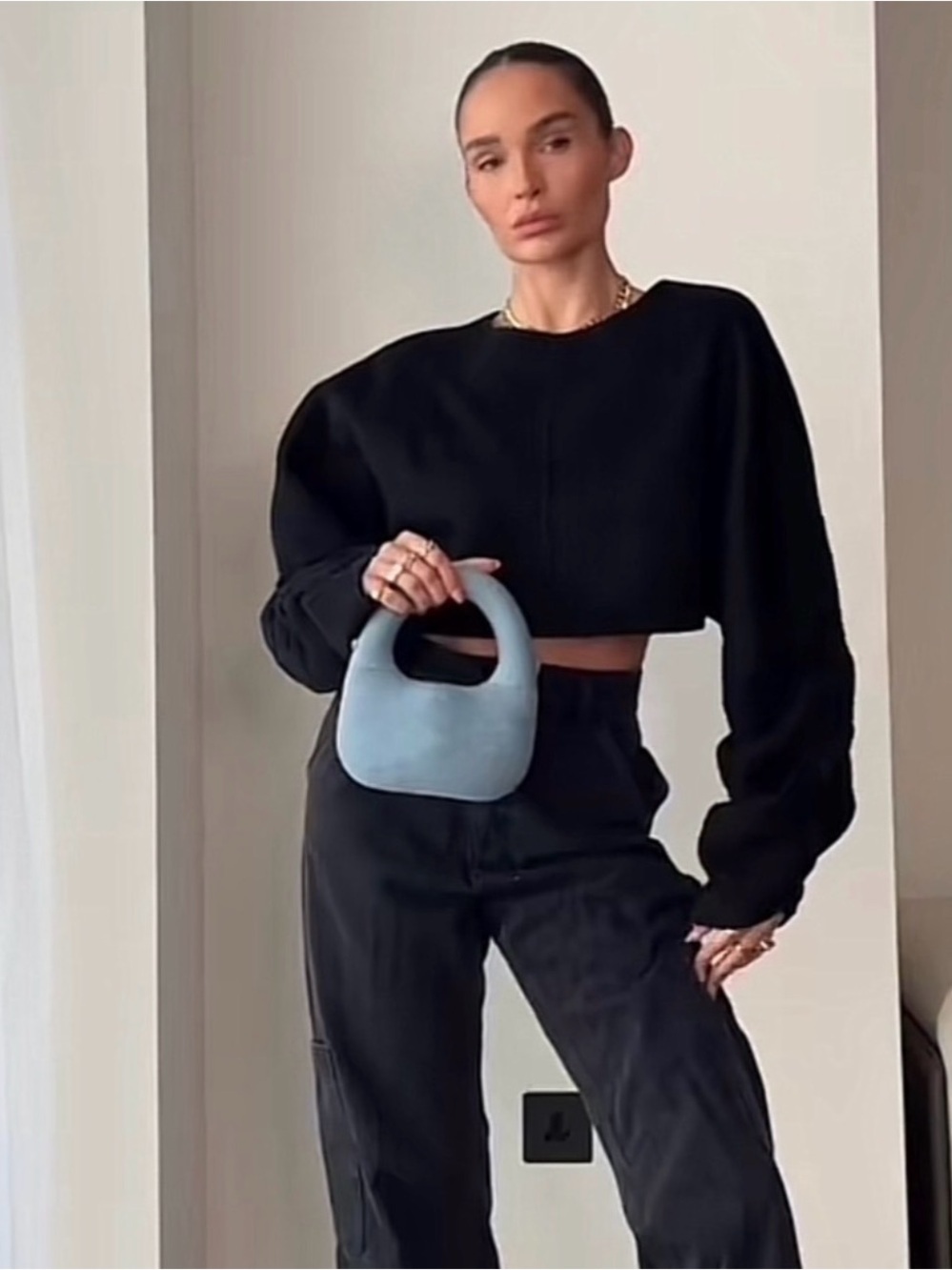 ZARA Light Blue Denim Mini Top-Handle Bag with Chain Strap *Viral* - Picture 6 of 6